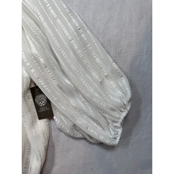 Vince Camuto V-Neck Blouse Ivory Striped Top Balloon Sleeves Holiday Women's 2X - Picture 4 of 11